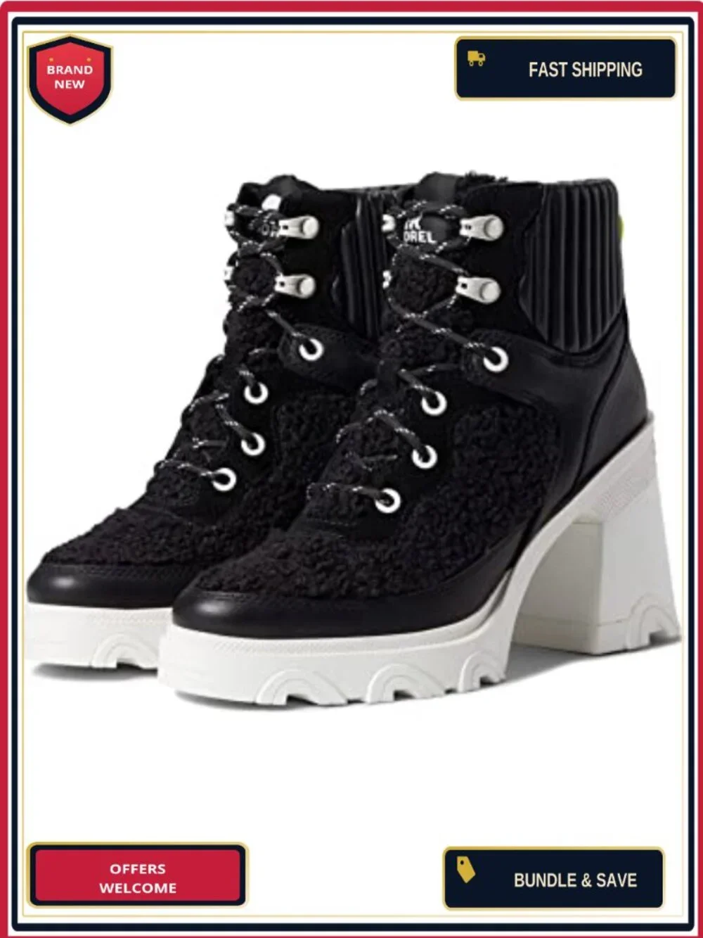 Waterproof Leather Lace-Up Ankle Boots Chunky Block Heel